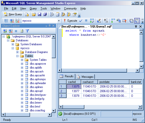 Example of the Object Explorer s Edit feature Example