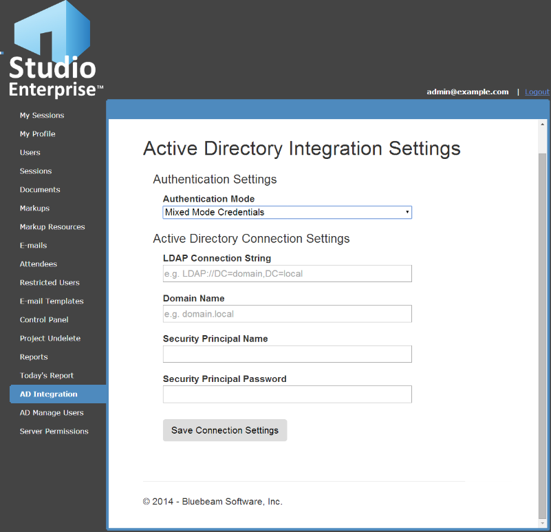 AD Integration The AD Integration tab allows the Studio administrators to integrate their Studio Enterprise with their Active Directory domain controller.