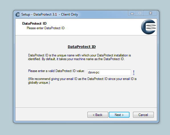 Installing Dataprotect software for a Typical User 1. Double clicking on the Installer.exe icon When you do this, you may see a security warning dialog box.