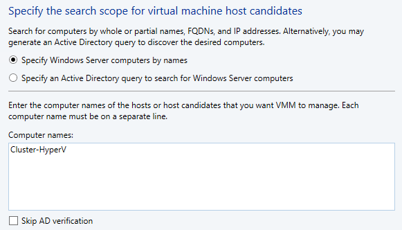 4. On the Resource location screen, accept the default Windows Server computers in a trusted Active Directory Domain and click Next. 5.