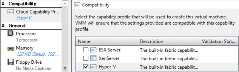 39. On the Configure Hardware page, under Compatibility select Hyper-V. 40. On the Configure Hardware page, select Availability under Advanced in the navigation pane. 41.