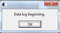 Once you have chosen the file a popup will show up to signal the beginning of data logging.