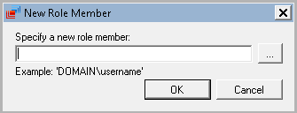 Figure 35: SQL Database Access 2. Click the Add button. The New Role Member dialog will be displayed: Figure 36: New Role Member 3.