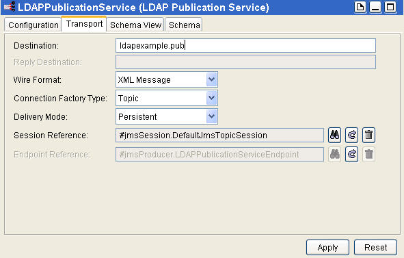 12 Chapter 2 Getting Started Configuring the Publication Service This section explains how to configure an adapter with a publication service that publishes a message from the specified LDAP