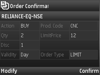 9.1. Order Confirmation window (on clicking Trade Now) o Once the investor client clicks on TradeNow button in place order window, an order confirmation window is