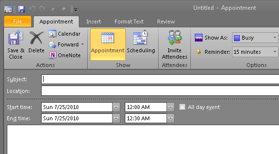 Set Calendar Preferences 1. Go to File Options Calendar. 2. Under Work time, select the start and end time you want for your work hours and what days you want as part of your work week. 3.
