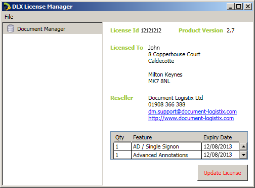 Activating the Document Manager License Upgrading to Document Manager 2.