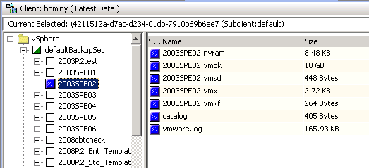 Note When performing restores for VSA with SPE the Copy precedence must be changed to view the data from the backup copy. Data from the snapshot copy will be viewed by default.