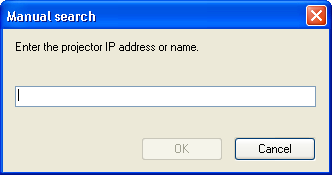 Connecting to a Projector on a Different Subnet 33 B Enter the IP address or the projector name for the projector you want to connect to, and click "OK".