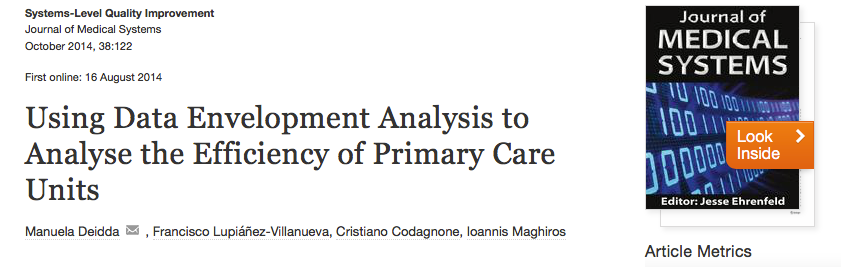 Our Maturity Journey Efficiency in Primary care Institut Catala de