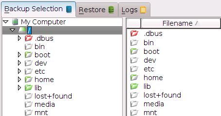 Icon legend On the Backup Selection tab, each file and folder is displayed with an associated icon. The colour of the icon indicates the file or folder s backup selection status.