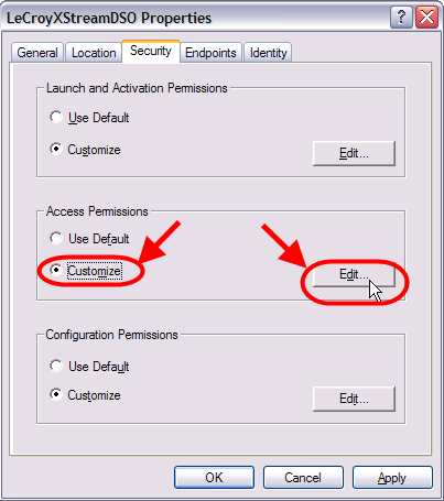 15. In the Launch Permissions dialogue, verify that for all permissions the Allow checkbox is checked. 16.