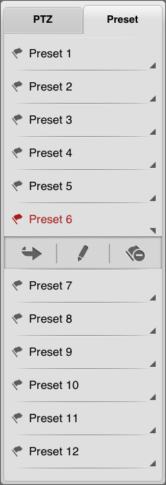 3. To call the defined preset, click the preset and then click under it. 4. To delete the defined preset, click the preset and then click under it.