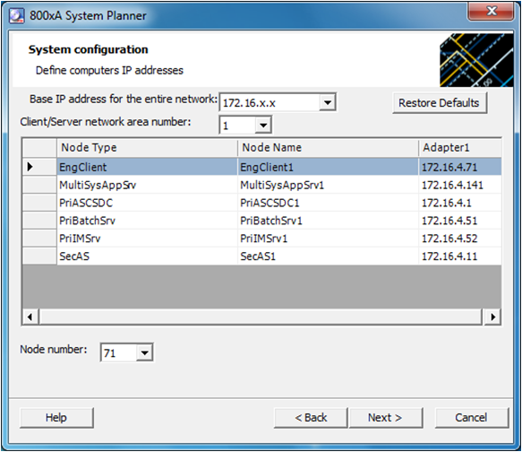 Section 4 System Planner Tool System-Wide Settings Control Network Areas: Select desired control networks.