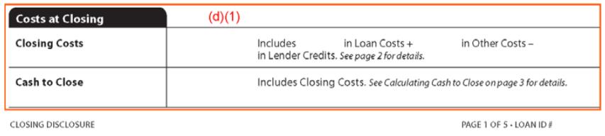CD PAGE 1: COSTS AT CLOSING STANDARD ALTERNATE WITHOUT SELLER 83 CD PAGE 1: COSTS AT CLOSING FIXED
