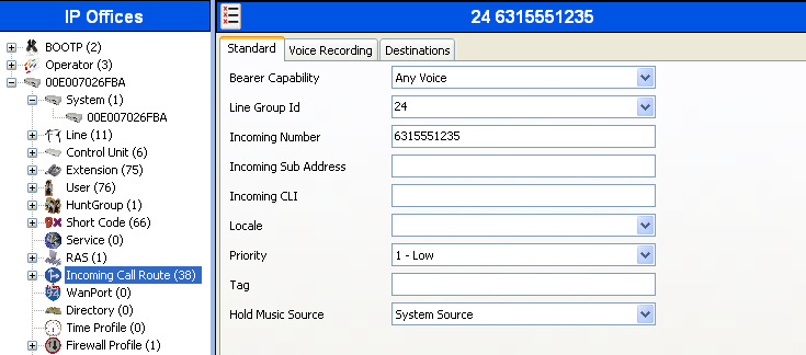4.7. Incoming Call Route An incoming call route maps an inbound DID number on a specific line to an internal extension.