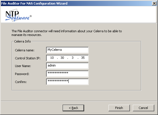 Using the NTP Software File Auditor for NAS, EMC Edition Configuration Wizard 1. Click the View Pre-Wizard Checklist button and gather the required information before continuing.