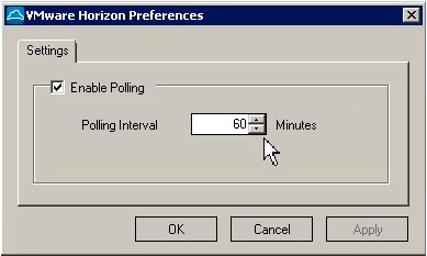 Right-click the system tray icon and select Preferences to set the schedule for the Agent to poll the Horizon Service for changes in entitlements and to download new packages.