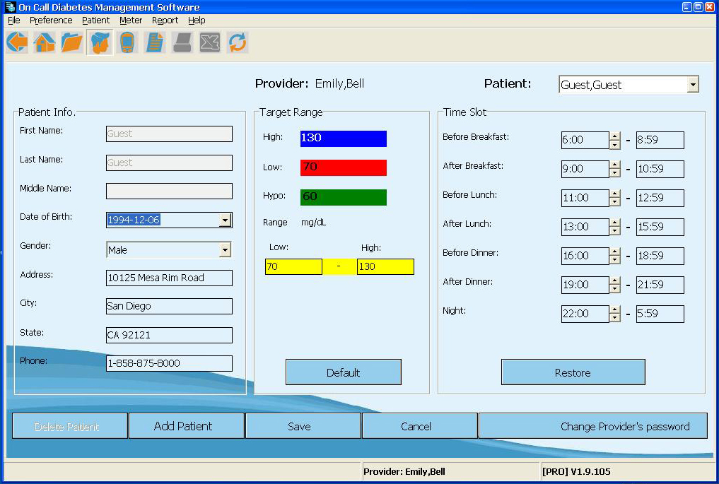 4.5 Patient Setup Patient Setup allows you to create, change or delete patient information.