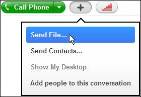 Note: Before you send a file, check if the person you wish to send the file to is online.