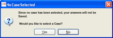 Selecting a Case for PowerPack Use Select a Case Window With a Do Not Use Case Option If you check the Do not use case box, no client information will be