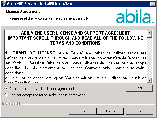 Chapter 2: New User - Server Install 5. The End User License Agreement displays.