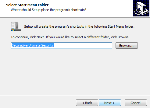 It will take you to the Select Start Menu folder Windows to place the program s shortcuts.
