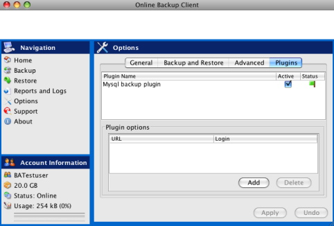 In the Plugins-tab, you can set the options for all available plugins. 4.
