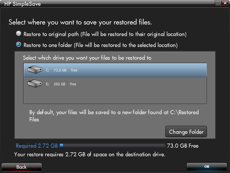Click Restore Only These Files to choose specific files or folders you want to restore. Make your selections by clicking the check boxes next to the folders.