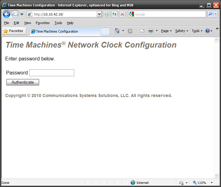 3. Configuration 3.1 Web Page Default password is tmachine All TMPC parameters are accessed on the configuration web page.