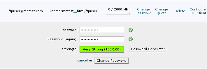 5. Change an FTP Account's Password To change an existing FTP account's password, please follow the steps below: 1.