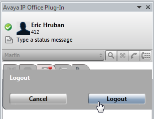 Avaya IP Office Plug-in for Microsoft Outlook : Logging in 12.4 Logging out To log out of one-x Portal for IP Office: 1.