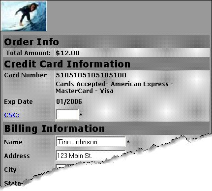Appendix B Submitting Transaction Data to the Payflow Link Server As a result, the values appear in the Order form (the card number and expiration date values were collected by the Credit Card