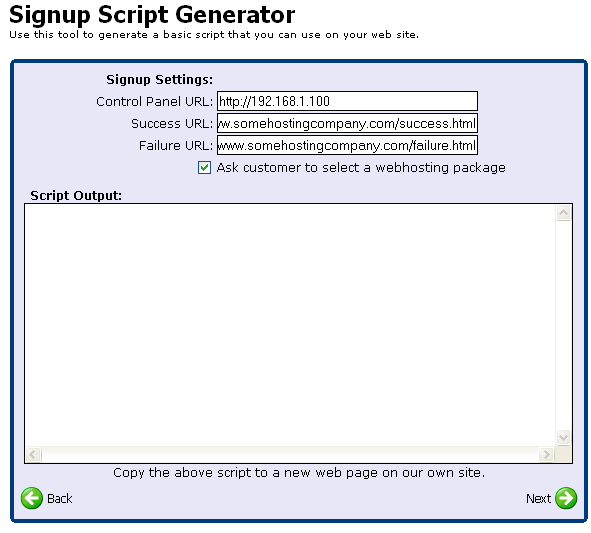 Signup Script Generator 20 Step 1: Click on the Signup Script Generator icon.