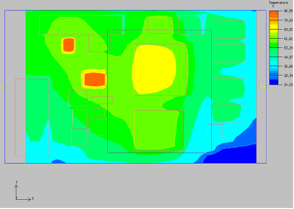 Trace Layer Import for Printed Circuit Boards Under Icepak 13.8 Post-processing the Results To display contours of temperature on the board, follow the procedures below. 1. Once the model has converged, select Post Object Face and choose Max z side of the BOARD OUTLINE.