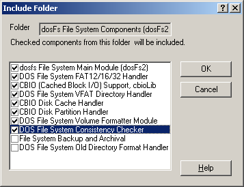 Configure System Image Include: operating system components > IO system components > dosfs File System