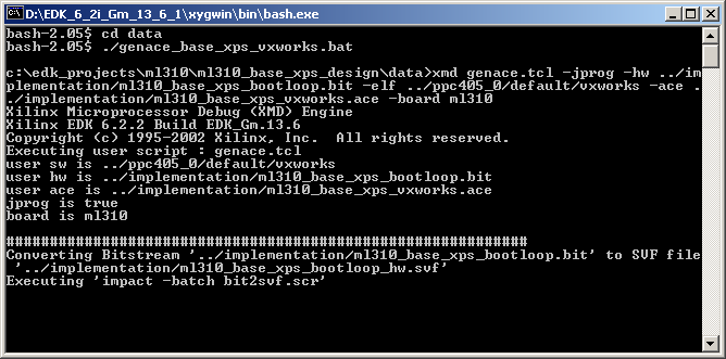Create an ACE File At the xygwin prompt, type (1): cd data./genace_base_xps_vxworks.