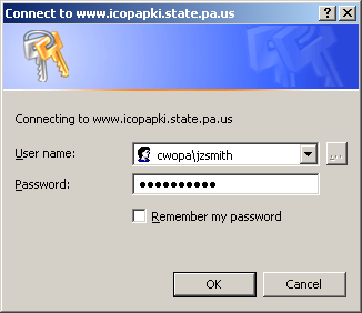 4. Click Yes if the Security Alert screen is displayed. 5. Enter your CWOPA Username an