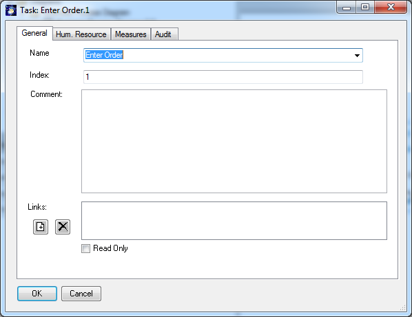 Figure 13: Task Dialog Links (hyperlinks, attachments & documents) are added using the right-click menu New ( + button) and deleted by the right-click menu Remove ( - button) on the background of the