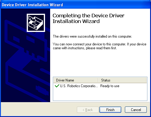 Figure 21: Completing the Device Driver Installation Wizard Dialog Box 9.