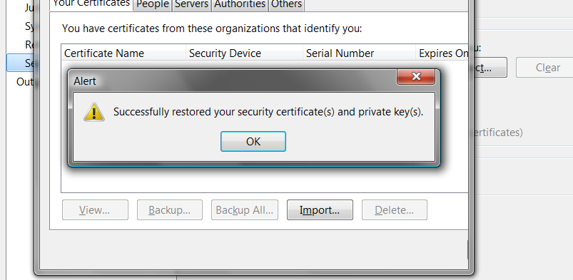 Using Step ten (cont d) Enter the password you set for your certificate and click OK.