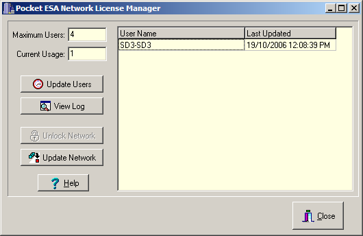 Figure 14 Monitoring the Network In this example, there are 4 licenses registered, meaning a maximum number of 4 users may