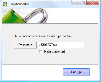 Using CryptoMailer 32 To encrypt, a password need to be selected: 4.