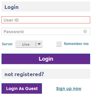 Logging into the platform User ID & Password: Use your trading account number and password.