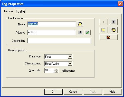 4. Create tag Properties according to the table