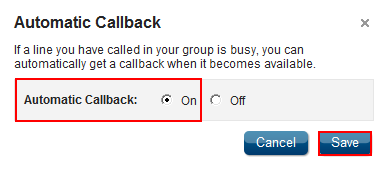 Automatic Callback Feature Description Automatic Callback provides notification when a busy line within a group becomes available.