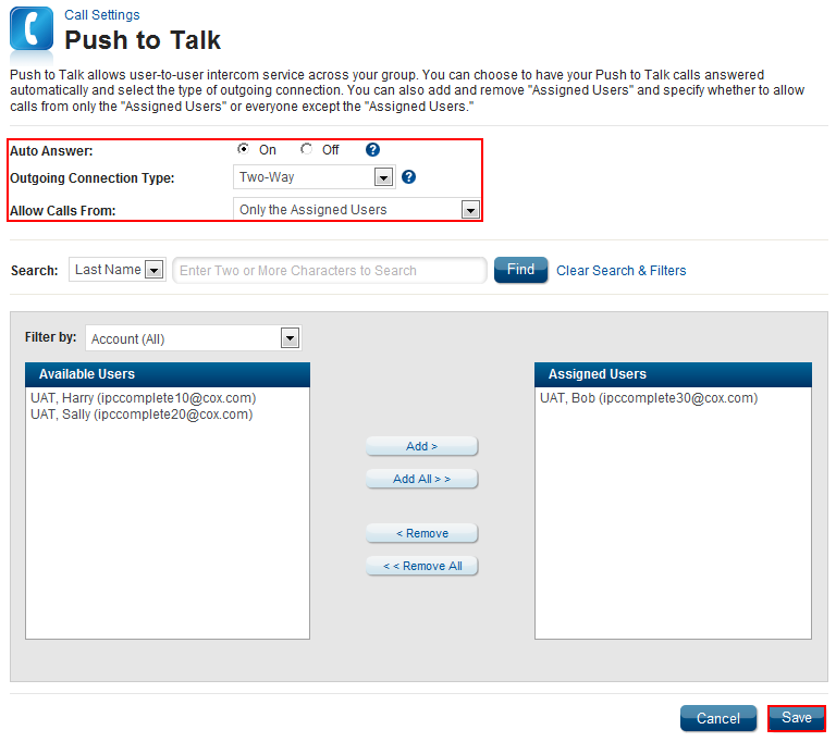 Push to Talk Feature Description Push to Talk provides user-to-user intercom service across an enterprise.