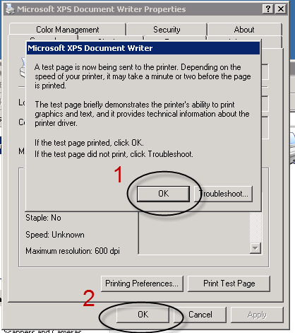 The file will be saved and you will see this dialog, just click OK on the first box and OK on the second box and close out of the Test Print dialog boxes.