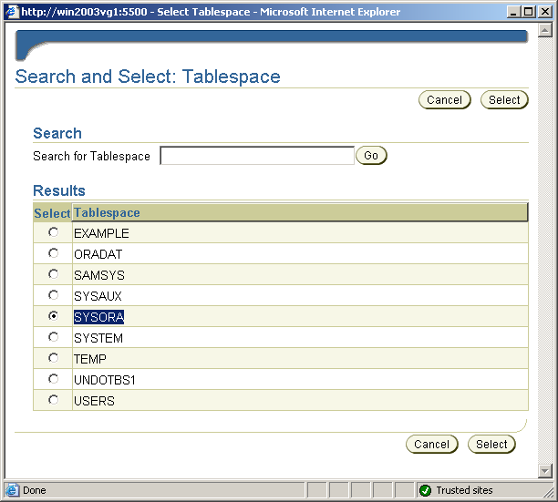 Creating System, Company, and Portal Databases 9. On the top left, click the Database link to return to the main Enterprise Manager page. Setting Up Security to the Oracle Tablespaces 1.