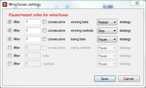 Most strategies need to be paused or restarted when number of (consecutive) wins or loses is reached. This can be easily set by using this condition.